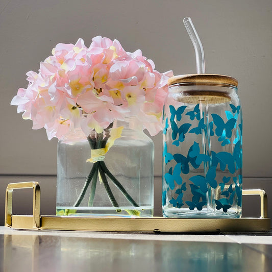 Can Glass- Butterfly(Turquoise)