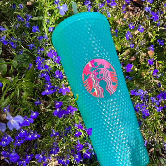 Turquoise Plastic Tumbler-(Starbucks Holographic)